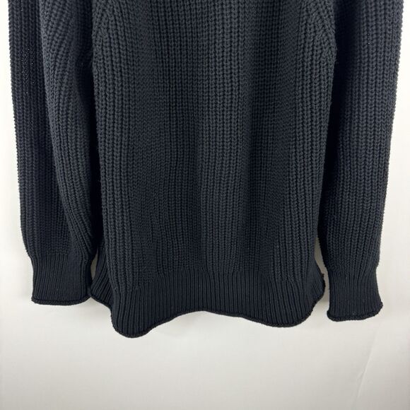 J Crew Relaxed Rollneck Sweater Womens 2X Black Chunky Knit Turtleneck Fisherman - Picture 3 of 16